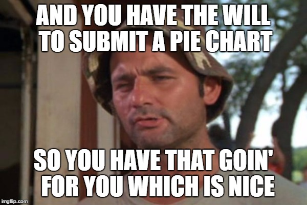 AND YOU HAVE THE WILL TO SUBMIT A PIE CHART SO YOU HAVE THAT GOIN'  FOR YOU WHICH IS NICE | made w/ Imgflip meme maker