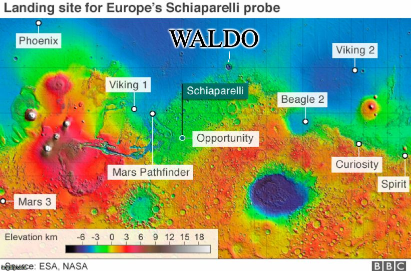 WALDO | image tagged in european schiaparelli mars lander | made w/ Imgflip meme maker