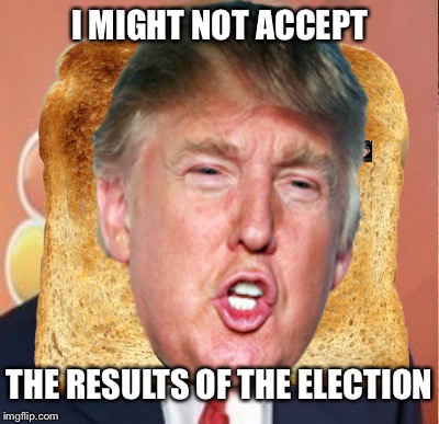 ~~~~~~~~TOAST MAN~~~~~~~~ | I MIGHT NOT ACCEPT; THE RESULTS OF THE ELECTION | image tagged in donald trump,toast | made w/ Imgflip meme maker