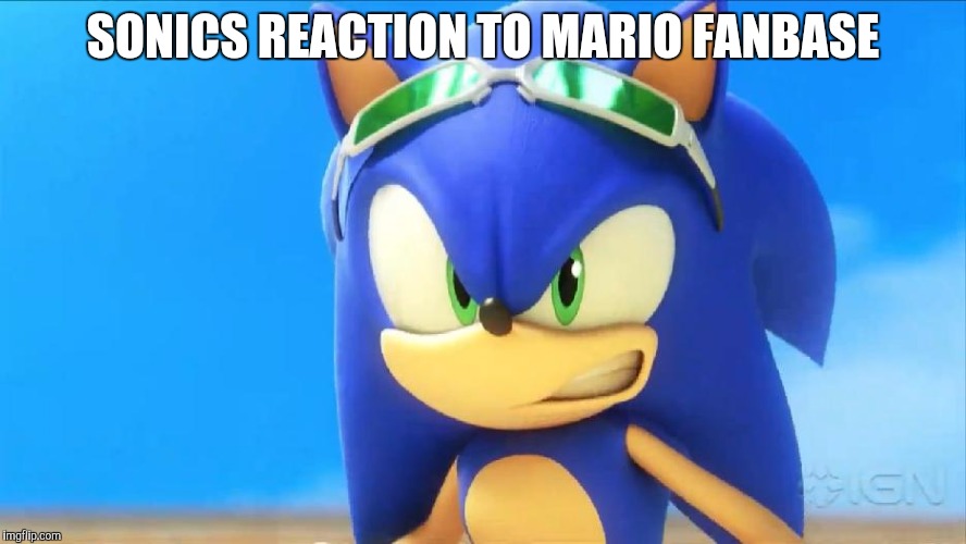 sonic | SONICS REACTION TO MARIO FANBASE | image tagged in sonic | made w/ Imgflip meme maker
