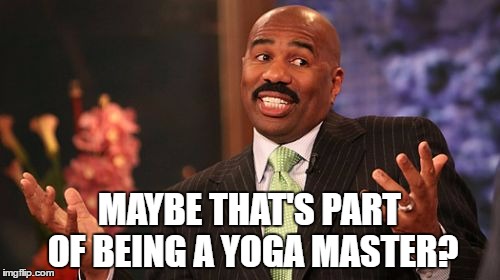 Steve Harvey Meme | MAYBE THAT'S PART OF BEING A YOGA MASTER? | image tagged in memes,steve harvey | made w/ Imgflip meme maker