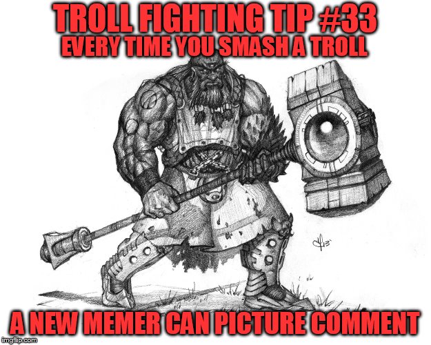 Troll Fighting Tip #33 | TROLL FIGHTING TIP #33; EVERY TIME YOU SMASH A TROLL; A NEW MEMER CAN PICTURE COMMENT | image tagged in troll smasher | made w/ Imgflip meme maker