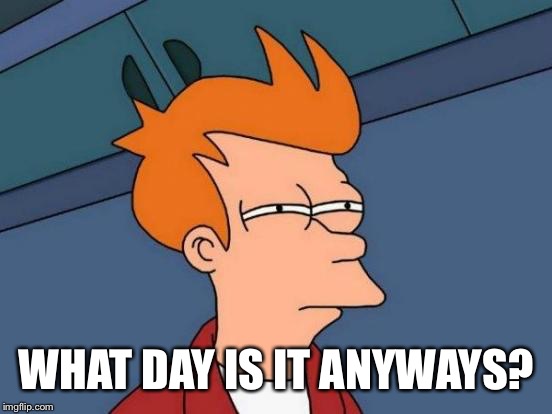 Futurama Fry Meme | WHAT DAY IS IT ANYWAYS? | image tagged in memes,futurama fry | made w/ Imgflip meme maker