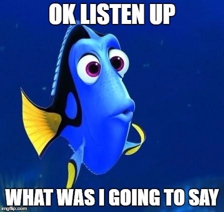 dory forgets | OK LISTEN UP; WHAT WAS I GOING TO SAY | image tagged in dory forgets | made w/ Imgflip meme maker