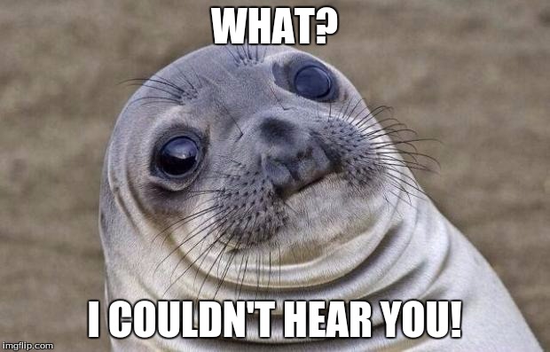 Awkward Moment Sealion | WHAT? I COULDN'T HEAR YOU! | image tagged in memes,awkward moment sealion | made w/ Imgflip meme maker