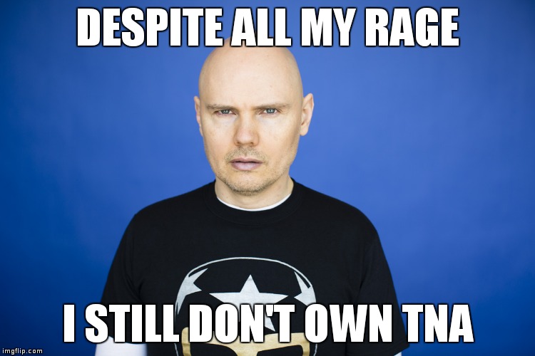 DESPITE ALL MY RAGE; I STILL DON'T OWN TNA | image tagged in billy corgan | made w/ Imgflip meme maker