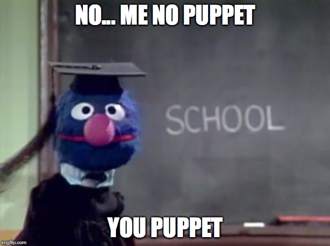 Grover | NO... ME NO PUPPET; YOU PUPPET | image tagged in grover | made w/ Imgflip meme maker