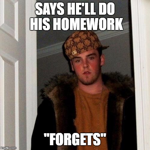 he always forgets his homework