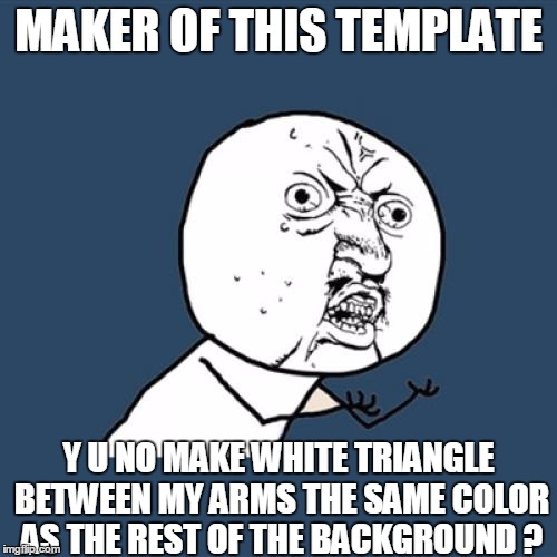 Oversight Committee Report  | MAKER OF THIS TEMPLATE; Y U NO MAKE WHITE TRIANGLE BETWEEN MY ARMS THE SAME COLOR AS THE REST OF THE BACKGROUND ? | image tagged in memes,y u no | made w/ Imgflip meme maker