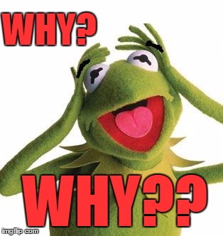 WHY? WHY?? | image tagged in scared kermit | made w/ Imgflip meme maker
