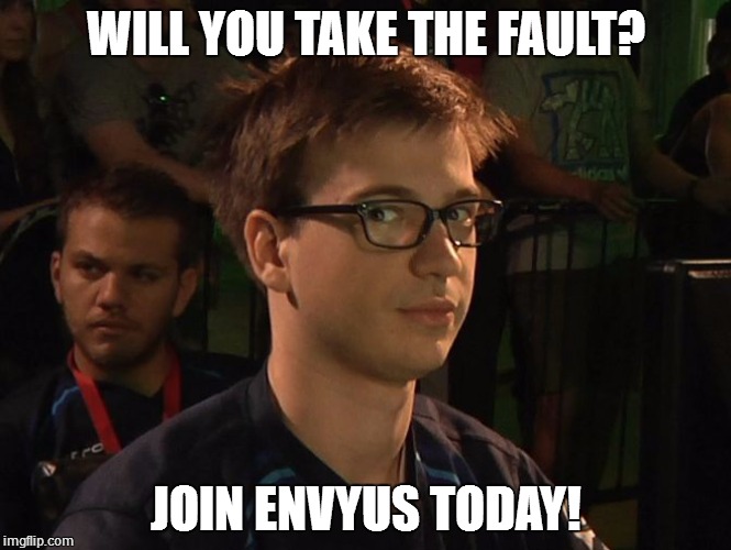 WILL YOU TAKE THE FAULT? JOIN ENVYUS TODAY! | image tagged in happy | made w/ Imgflip meme maker