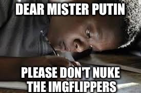 It Seems Our Votes Were Stolen | DEAR MISTER PUTIN; PLEASE DON'T NUKE THE IMGFLIPPERS | image tagged in vladimir putin | made w/ Imgflip meme maker