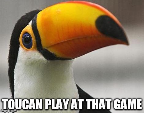 Toucan Say That Again | TOUCAN PLAY AT THAT GAME | image tagged in toucan say that again | made w/ Imgflip meme maker