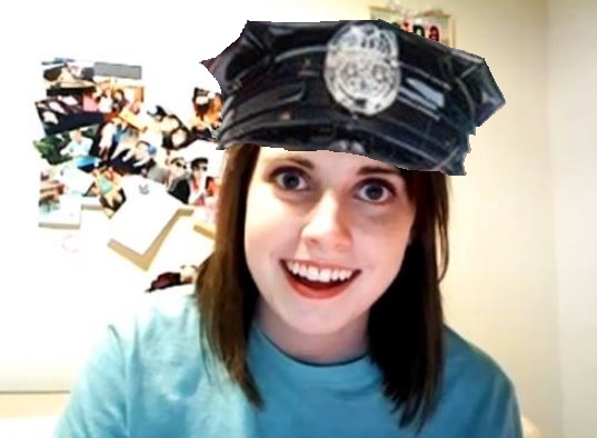Overly attached police woman Blank Meme Template