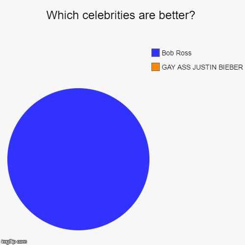 Which celebrities are better? | GAY ASS JUSTIN BIEBER, Bob Ross | image tagged in funny,pie charts | made w/ Imgflip chart maker