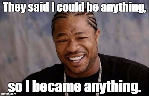 Yo Dawg Heard You Meme | They said I could be anything, so I became anything. | image tagged in memes,yo dawg heard you | made w/ Imgflip meme maker