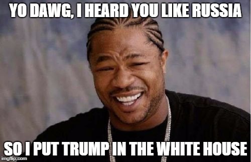 Yo Dawg Heard You Meme | YO DAWG, I HEARD YOU LIKE RUSSIA; SO I PUT TRUMP IN THE WHITE HOUSE | image tagged in memes,yo dawg heard you | made w/ Imgflip meme maker