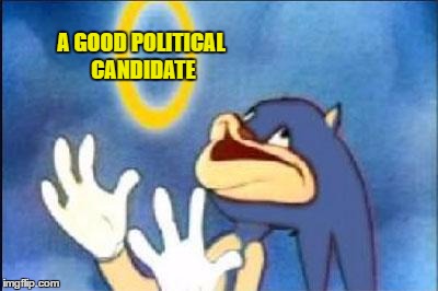 Election 2017 |  A GOOD POLITICAL CANDIDATE | image tagged in sonic derp,politics,election 2017,trump,hillary clinton | made w/ Imgflip meme maker