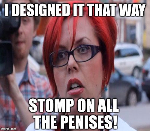 I DESIGNED IT THAT WAY STOMP ON ALL THE P**ISES! | made w/ Imgflip meme maker