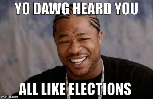 Yo Dawg Heard You Meme | YO DAWG HEARD YOU; ALL LIKE ELECTIONS | image tagged in memes,yo dawg heard you | made w/ Imgflip meme maker