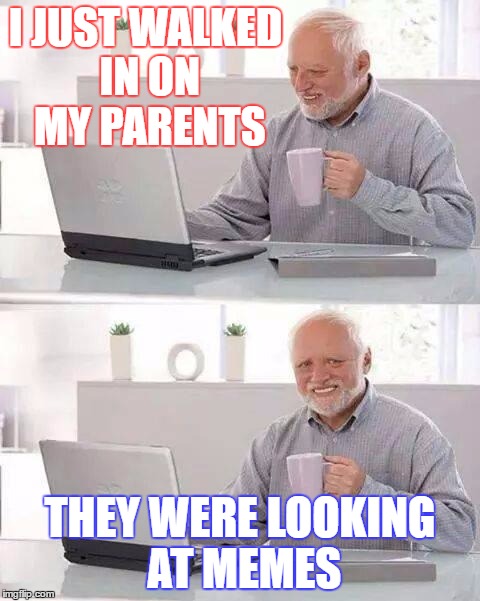 Hide the Pain Harold Meme | I JUST WALKED IN ON MY PARENTS; THEY WERE LOOKING AT MEMES | image tagged in memes,hide the pain harold | made w/ Imgflip meme maker