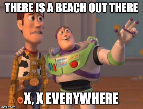 X, X Everywhere | THERE IS A BEACH OUT THERE; X, X EVERYWHERE | image tagged in memes,x x everywhere | made w/ Imgflip meme maker