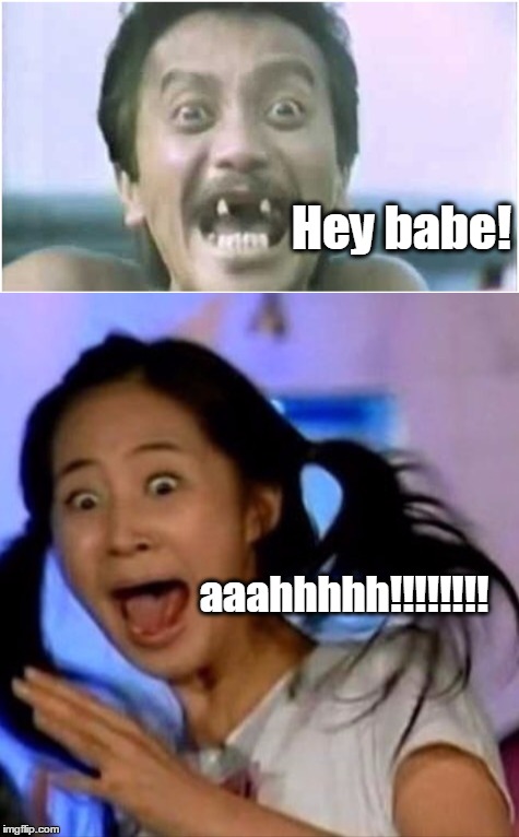 aaahhhhh!!!!!!! | Hey babe! aaahhhhh!!!!!!!! | image tagged in funny,woman screaming | made w/ Imgflip meme maker