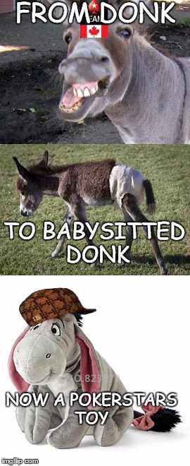 FROM DONK; TO BABYSITTED DONK; NOW A POKERSTARS TOY | made w/ Imgflip meme maker