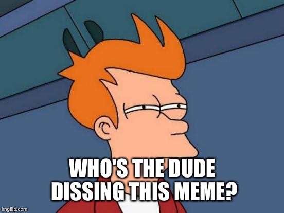 Futurama Fry Meme | WHO'S THE DUDE DISSING THIS MEME? | image tagged in memes,futurama fry | made w/ Imgflip meme maker