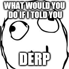 Derp | WHAT WOULD YOU DO IF I TOLD YOU; DERP | image tagged in memes,derp | made w/ Imgflip meme maker
