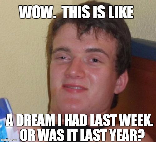 10 Guy Meme | WOW.  THIS IS LIKE A DREAM I HAD LAST WEEK.  OR WAS IT LAST YEAR? | image tagged in memes,10 guy | made w/ Imgflip meme maker