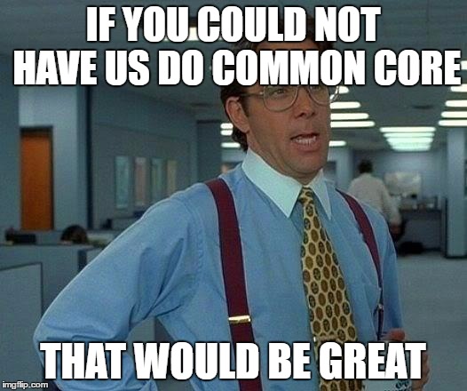 That Would Be Great | IF YOU COULD NOT HAVE US DO COMMON CORE; THAT WOULD BE GREAT | image tagged in memes,that would be great | made w/ Imgflip meme maker