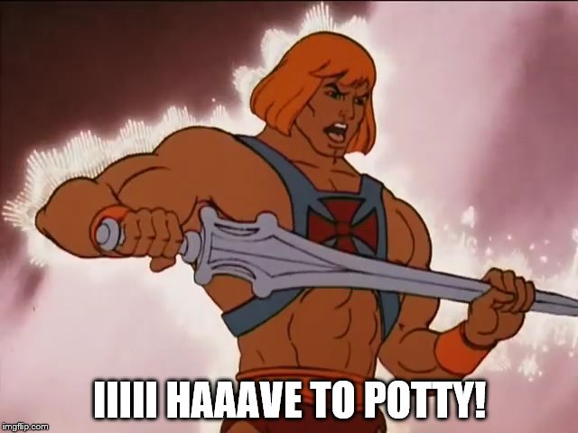 He Man |  IIIII HAAAVE TO POTTY! | image tagged in he man | made w/ Imgflip meme maker