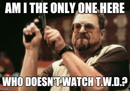Am I The Only One Around Here Meme | AM I THE ONLY ONE HERE; WHO DOESN'T WATCH T.W.D.? | image tagged in memes,am i the only one around here | made w/ Imgflip meme maker