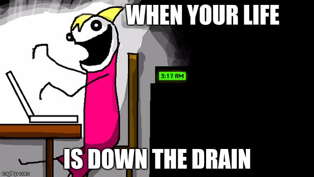 Life In A Nutshell | WHEN YOUR LIFE; IS DOWN THE DRAIN | image tagged in sleep | made w/ Imgflip meme maker