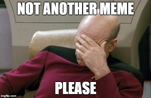 Captain Picard Facepalm | NOT ANOTHER MEME; PLEASE | image tagged in memes,captain picard facepalm | made w/ Imgflip meme maker