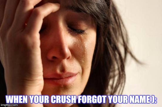 First World Problems | WHEN YOUR CRUSH FORGOT YOUR NAME ): | image tagged in memes,first world problems | made w/ Imgflip meme maker
