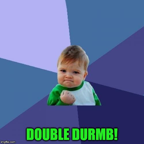 Success Kid Meme | DOUBLE DURMB! | image tagged in memes,success kid | made w/ Imgflip meme maker