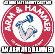 AS LONG AS IT DOESN'T COST YOU AN ARM AND HAMMER | made w/ Imgflip meme maker