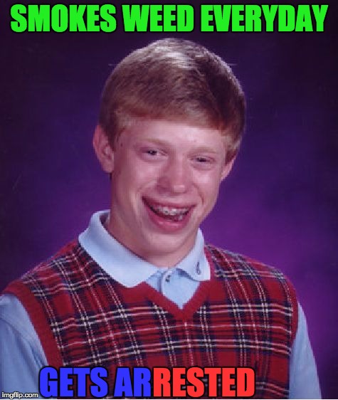 Bad Luck Brian Meme |  SMOKES WEED EVERYDAY; GETS AR; RESTED | image tagged in memes,bad luck brian | made w/ Imgflip meme maker