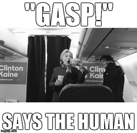 Gasp says the human | "GASP!"; SAYS THE HUMAN | image tagged in hillary clinton 2016,hillary,cubs,chicago cubs,human | made w/ Imgflip meme maker