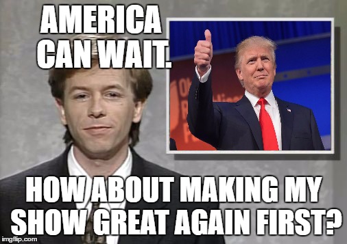 David Spade: Hollywood Minute | AMERICA CAN WAIT. HOW ABOUT MAKING MY SHOW GREAT AGAIN FIRST? | image tagged in david spade hollywood minute,donald trump,make america great again | made w/ Imgflip meme maker