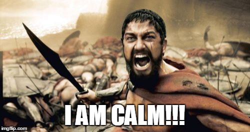 Sparta Leonidas | I AM CALM!!! | image tagged in memes,sparta leonidas | made w/ Imgflip meme maker