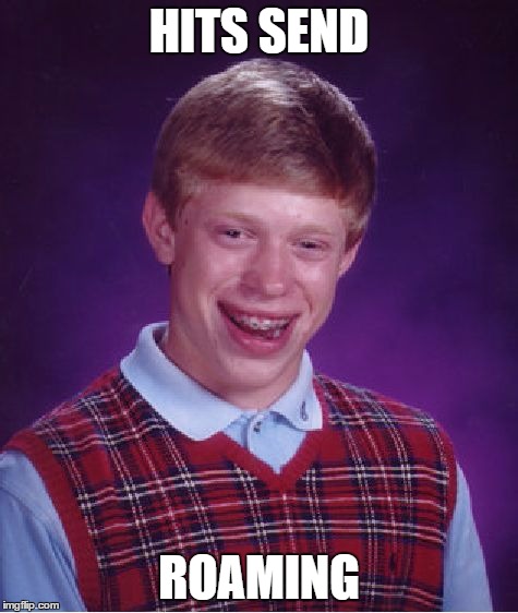 Bad Luck Brian Meme | HITS SEND ROAMING | image tagged in memes,bad luck brian | made w/ Imgflip meme maker
