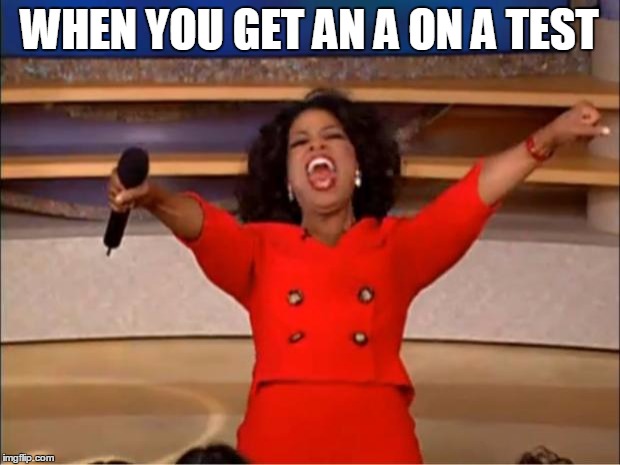 Oprah You Get A Meme | WHEN YOU GET AN A ON A TEST | image tagged in memes,oprah you get a | made w/ Imgflip meme maker