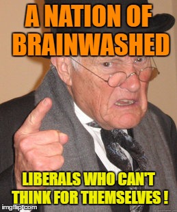 Back In My Day Meme | A NATION OF BRAINWASHED LIBERALS WHO CAN'T THINK FOR THEMSELVES ! | image tagged in memes,back in my day | made w/ Imgflip meme maker