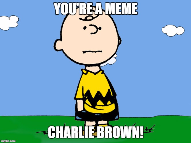 You're a meme Charlie Brown! | YOU'RE A MEME; CHARLIE BROWN! | image tagged in charlie brown,irony,funny | made w/ Imgflip meme maker