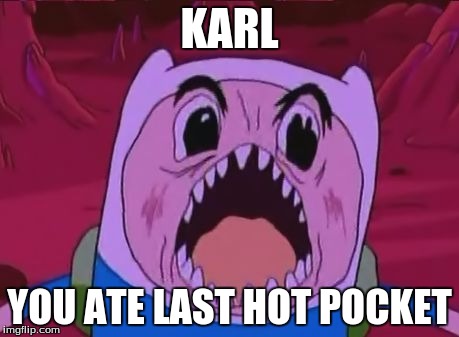 Finn The Human Meme | KARL; YOU ATE LAST HOT POCKET | image tagged in memes,finn the human | made w/ Imgflip meme maker