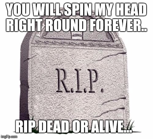 RIP Dead or Alive...  | YOU WILL SPIN MY HEAD RIGHT ROUND FOREVER.. RIP DEAD OR ALIVE... | image tagged in rip | made w/ Imgflip meme maker