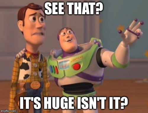 X, X Everywhere | SEE THAT? IT'S HUGE ISN'T IT? | image tagged in memes,x x everywhere | made w/ Imgflip meme maker